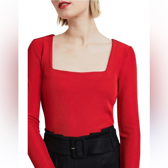 Sweaters - Red Square Neck Ribbed Sweater NWT